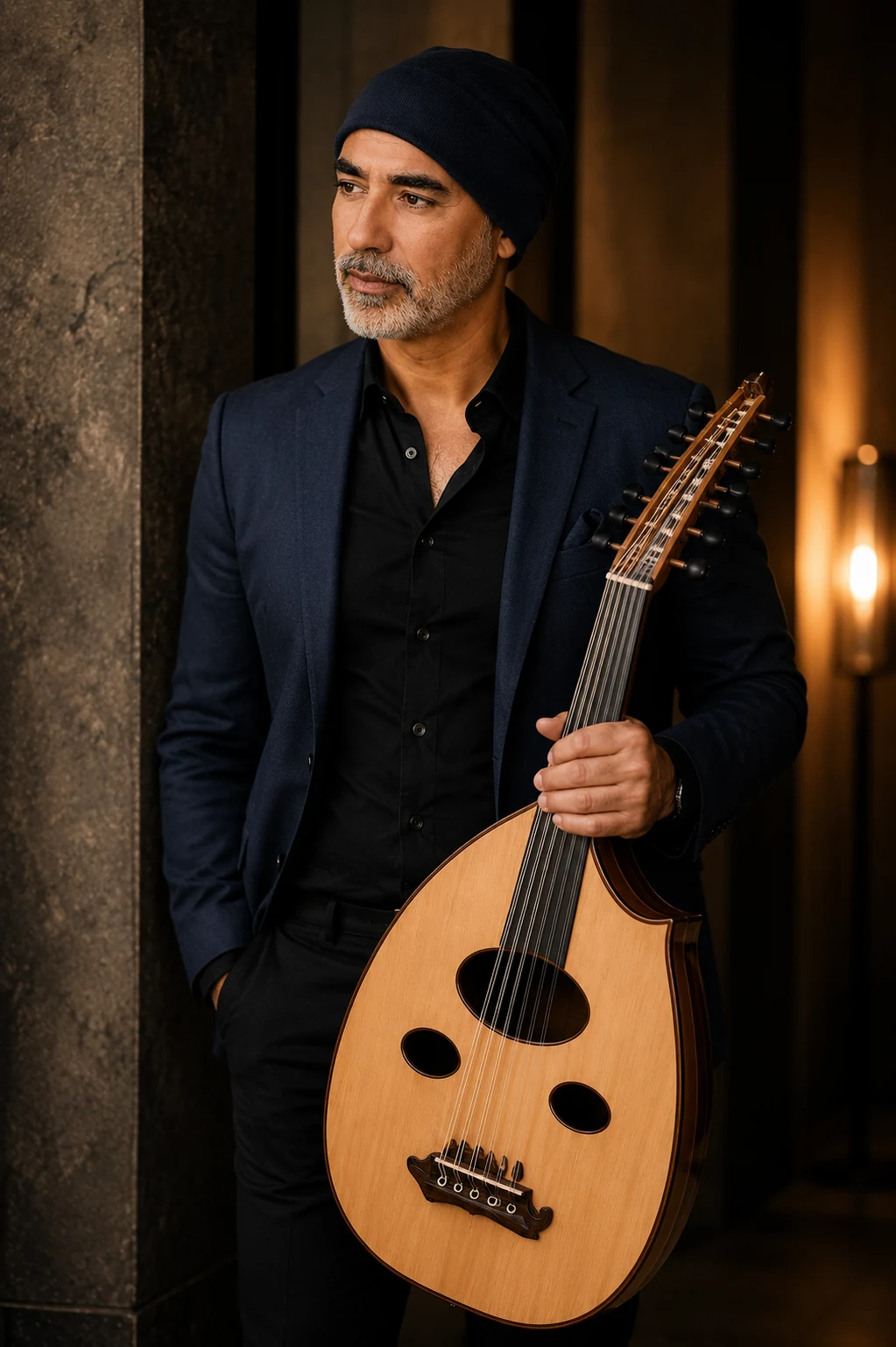 Mel M’Rabet with cutaway oud